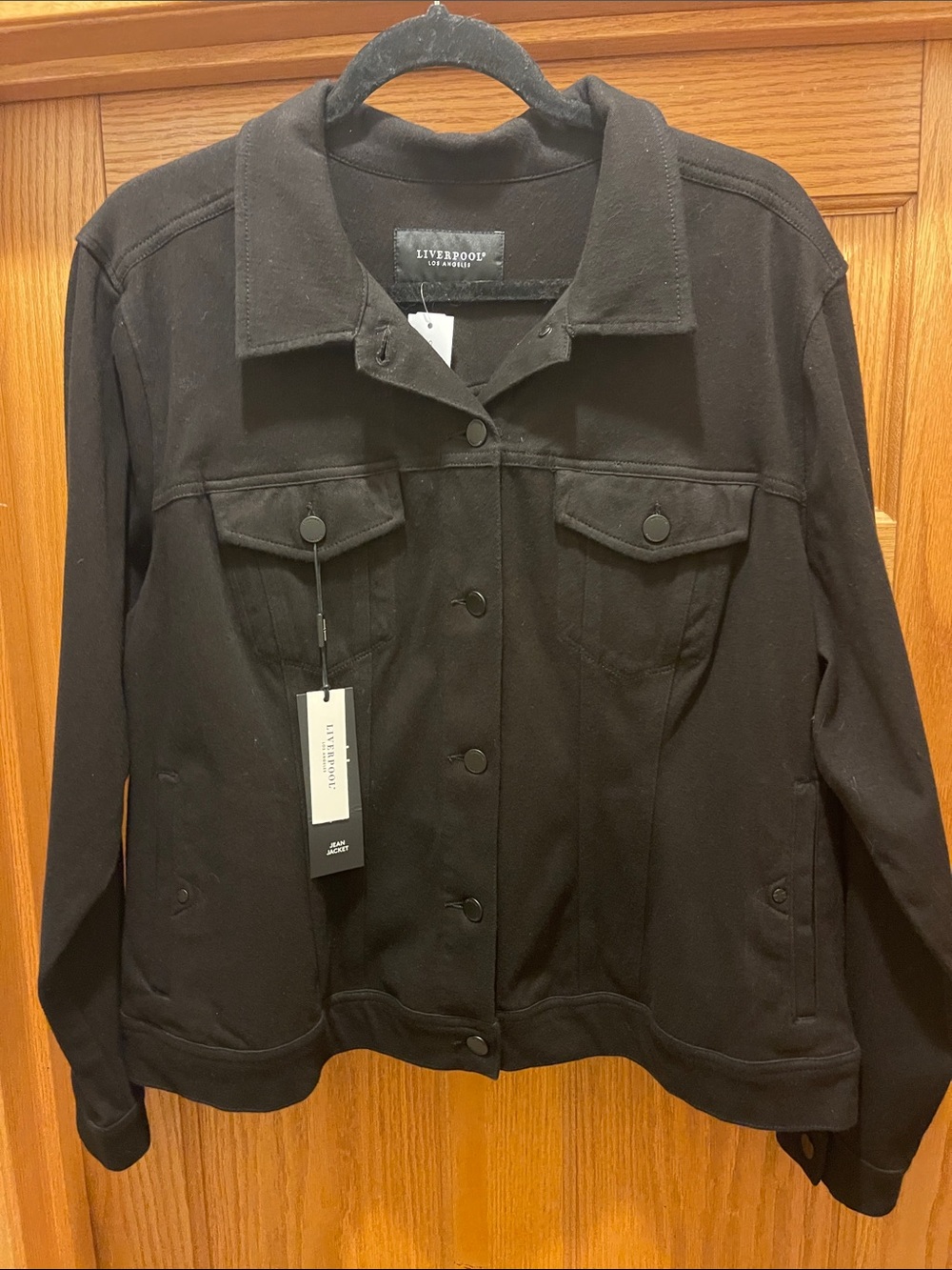Liverpool Black Button-Front Denim Jacket